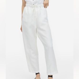 H&M Linen- Blend Tapered Pants in White Size XS- Brand New With Tags